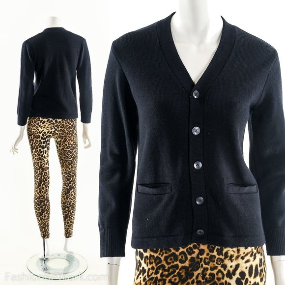 MINIMALIST Black Cardigan,Vintage Knit Cardigan,Sweater Jacket,Structured Knit J - Picture 1 of 8